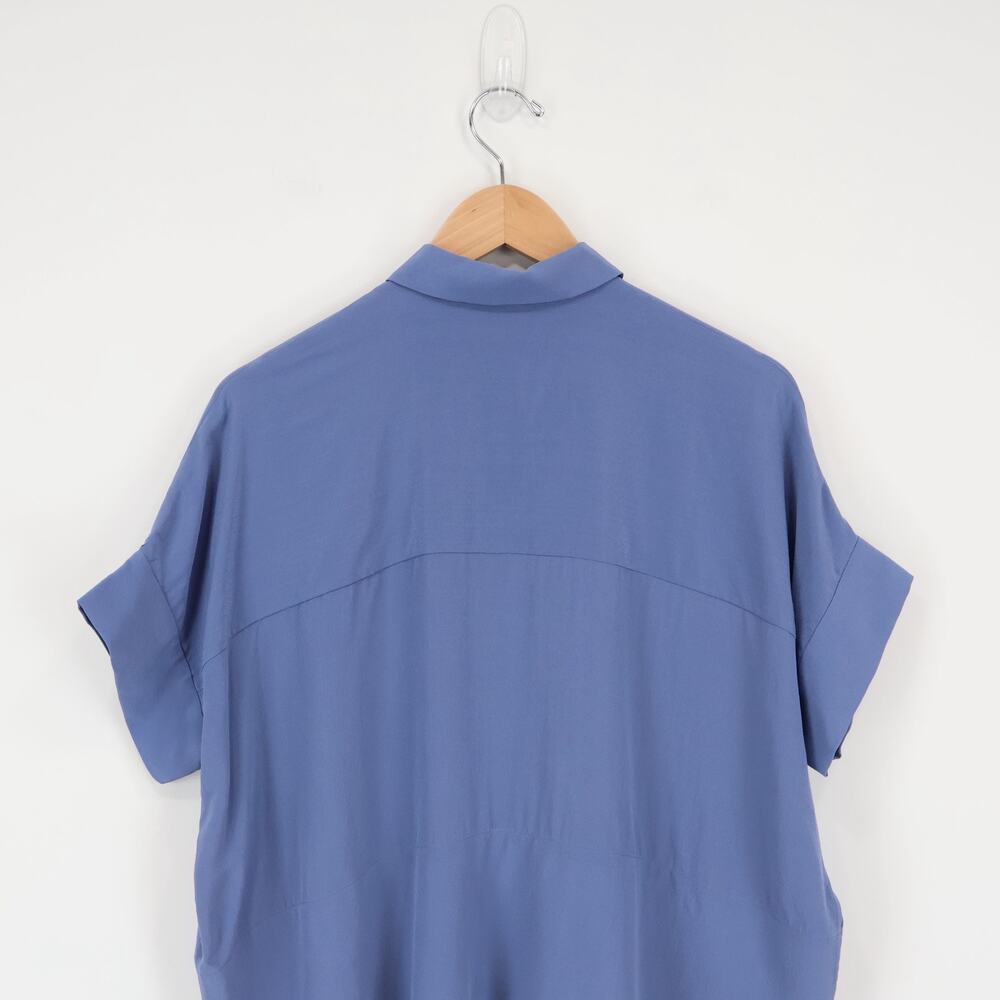 NWT Everlane The Boxy Button-Front Shirt In Washable Silk French Blue Size 2 - Picture 7 of 10